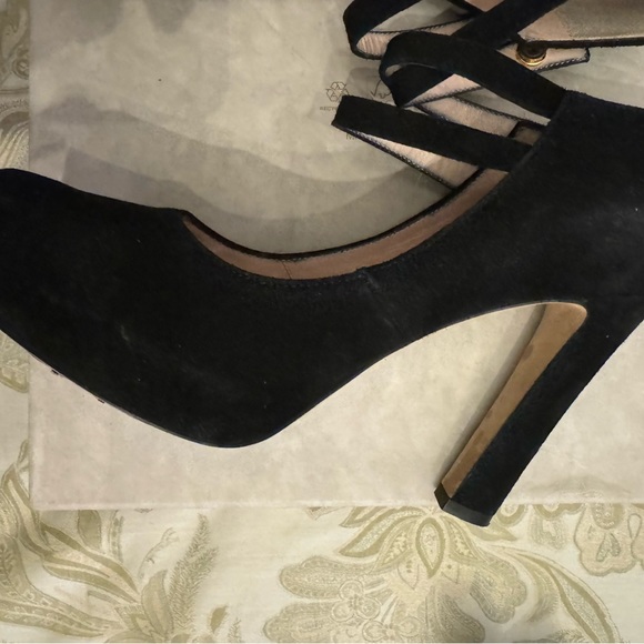 Kate Spade Nara Double Strap Mary Jane Black Suede Heels Size 6 - Picture 7 of 12